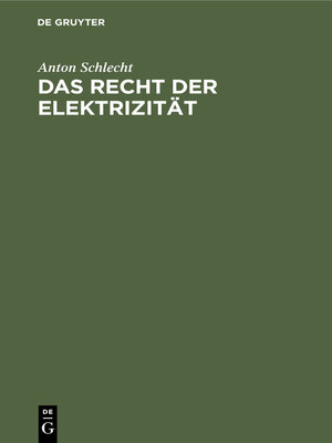 cover image of Das Recht der Elektrizität